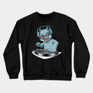 DJ Cat with headphones at the turntables Crewneck Sweatshirt